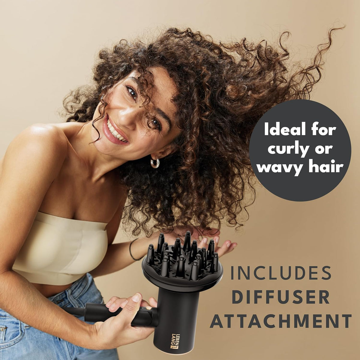 Ionic Hair Dryer 1875W - Compact, Portable, Lightweight, with Diffuser and Bag for Travel
